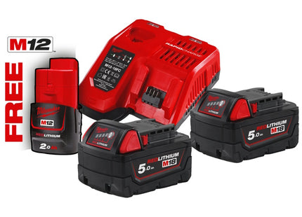 MILWAUKEE KIT ENERGY PACK 3 BATTERIE+CARICABATTERIE M18 NRG-502 (V1/23)