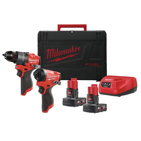 MILWAUKEE KIT M12 FPP2A-402X TRAPANO AVVITATORE+AVVITATORE IMPULSI 1/4"*