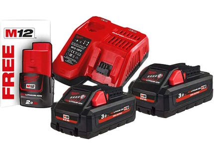 MILWAUKEE KIT ENERGY PACK 3 BATTERIE+CARICABATTERIE M18 HNRG-302 (V2/24)