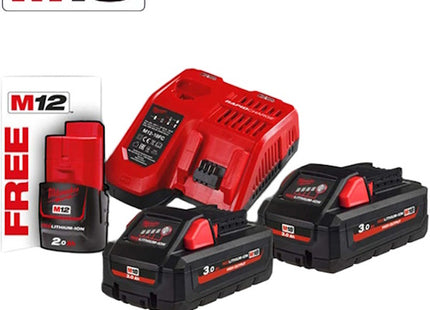 MILWAUKEE KIT ENERGY PACK 3 BATTERIE+CARICABATTERIE M18 HNRG-302 (V2/24)