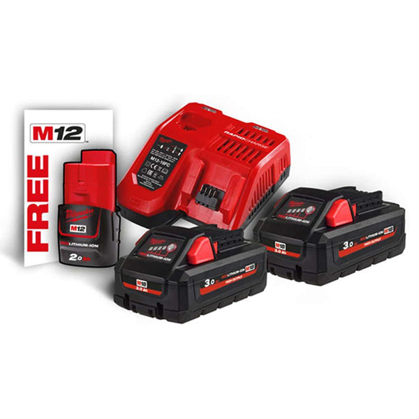 MILWAUKEE KIT ENERGY PACK 3 BATTERIE+CARICABATTERIE M18 HNRG-302 (V2/24)