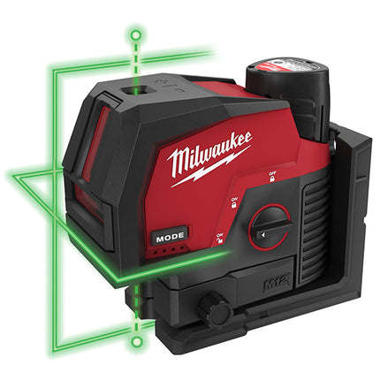 MILWAUKEE LASER VERDE A 2 LINEE CON PIOMBO M12 CLLP-301C(V1/23)