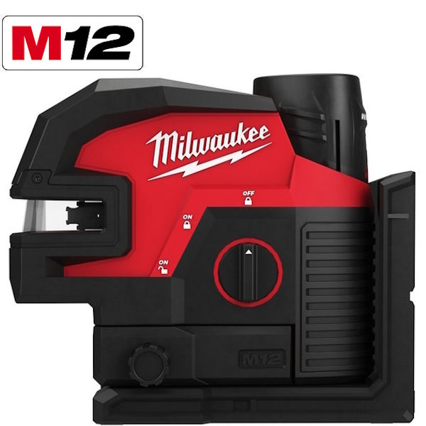 MILWAUKEE LASER VERDE A 2 LINEE CON 4 PUNTI PIOMBO M12 CLL4P-301C(V1/23)