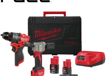 MILWAUKEE KIT M12 FPP2D2-422X TRAPANO AVVITATORE+RIVETTATRICE COMPATTA