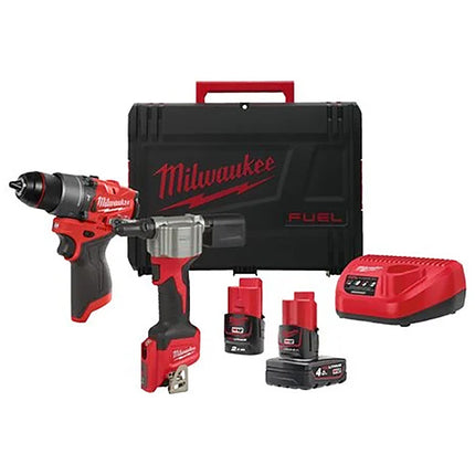 MILWAUKEE KIT M12 FPP2D2-422X TRAPANO AVVITATORE+RIVETTATRICE COMPATTA