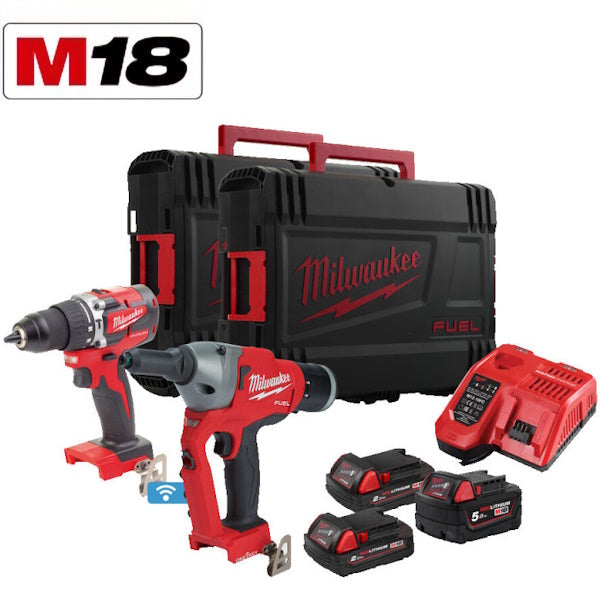 MILWAUKEE KIT M18 FPP2BC-523X TRAPANO AVVITATORE+RIVETTATRICE(V3/24)