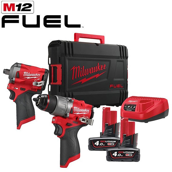 MILWAUKEE KIT M12 FPP2H2-402X TRAPANO AVVITATORE+AVVITATORE IMPULSI 1/2"