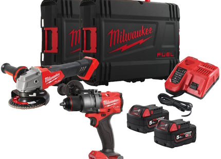 MILWAUKEE KIT M18 FPP2E3-502X TRAPANO AVVITATORE + SMERIGLIATRICE(V2/23)