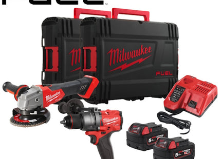 MILWAUKEE KIT M18 FPP2E3-502X TRAPANO AVVITATORE + SMERIGLIATRICE(V2/23)