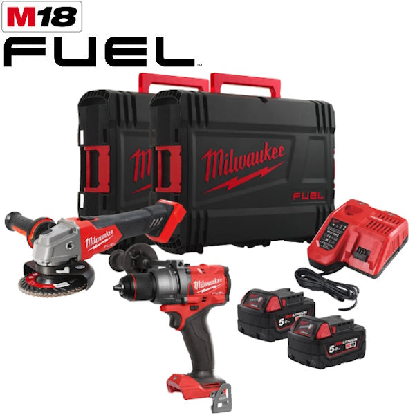 MILWAUKEE KIT M18 FPP2E3-502X TRAPANO AVVITATORE + SMERIGLIATRICE(V2/23)