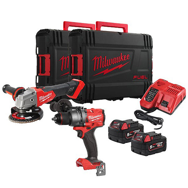 MILWAUKEE KIT M18 FPP2E3-502X TRAPANO AVVITATORE + SMERIGLIATRICE(V2/23)