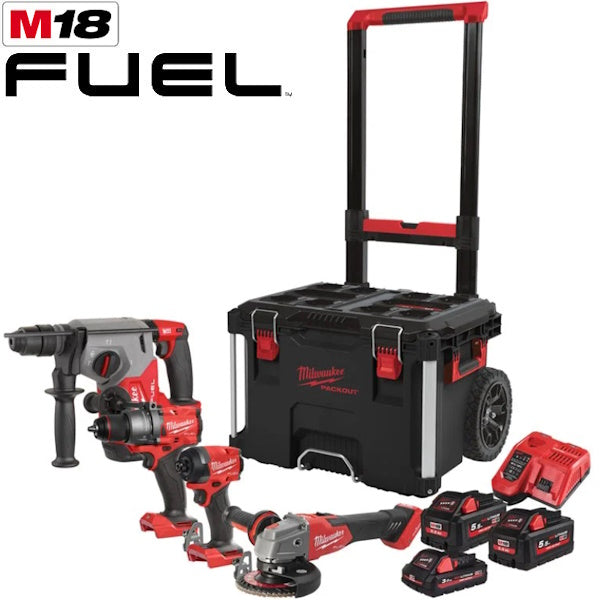 MILWAUKEE KIT M18 FPP4E-555T 4 ELETTROUTENSILI + PACKOUT TROLLEY