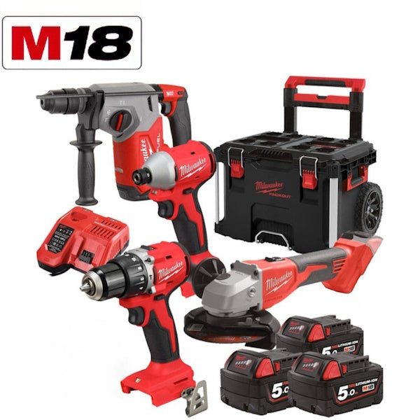 MILWAUKEE KIT M18 BLPP4-503 4 ELETTROUTENSILI + PACKOUT TROLLEY(V1/24)