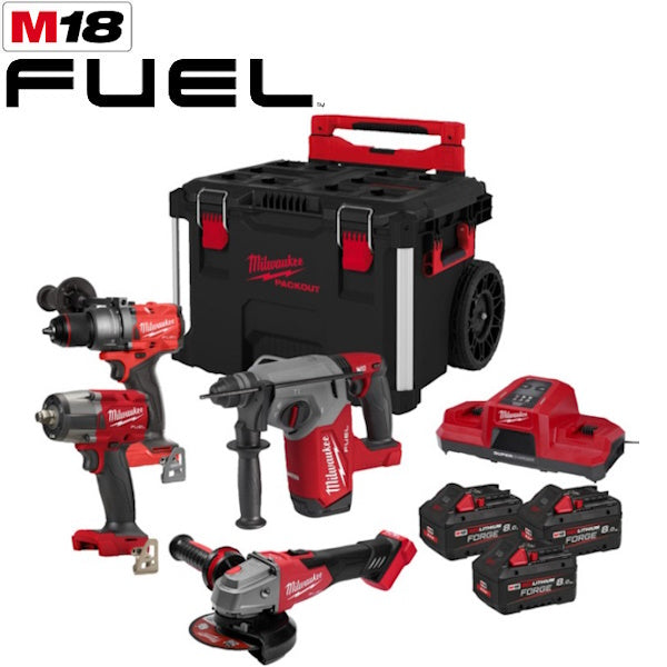MILWAUKEE KIT M18 FPP4HF-803P 4 ELETTROUTENSILI + PACKOUT TROLLEY