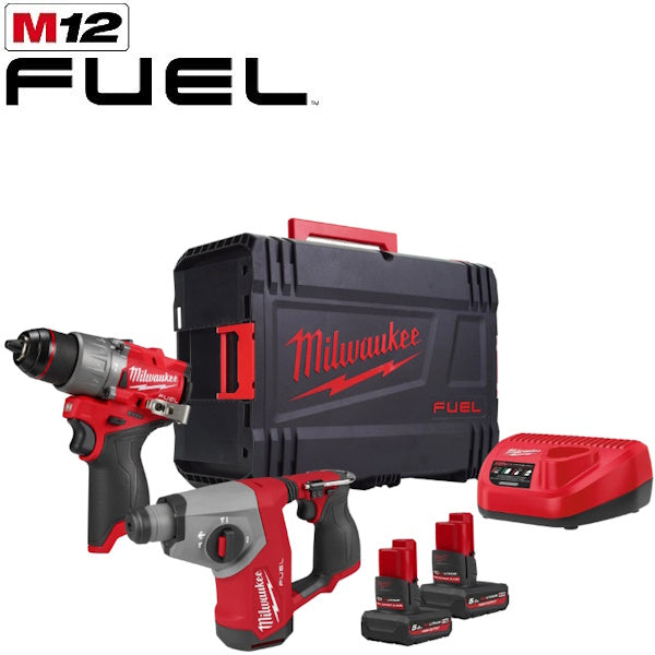 MILWAUKEE KIT M12 FPP2BG2-502X TRAPANO+TASSELLATORE SDS-PLUS