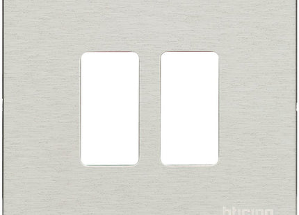 BTICINO MAGIC PLACCA 2 POSTI SCATOLA TONDA IN ALLUMINIO COLORE OXIDAL