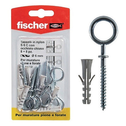 FISCHER TASSELLI IN NYLON CON OCCHIOLO CHIUSO S 6 C/3 K BLISTER PZ8