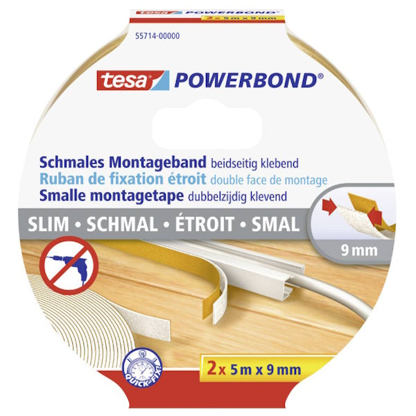 TESA NASTRO BIADESIVO POWERBOND SLIM 2 PEZZI DA MM 9X 5MT