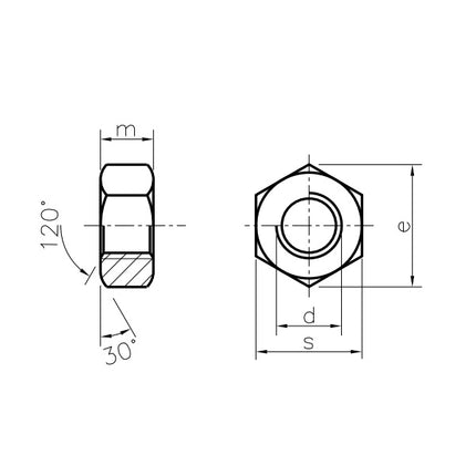 DADO ESAGONALE MEDIO PASSO GROSSO OTTONE UNI 5588 DIN 934