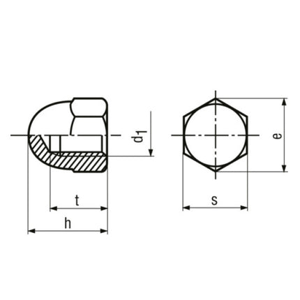 DADO ESAGONALE CIECO ALTO IN OTTONE UNI 5721 DIN 1587