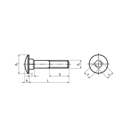 BULLONE A TESTA TONDA QUADRO SOTTOTESTA UNI 5732 INOX A2