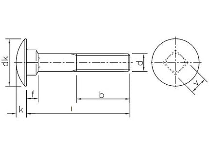 BULLONE A TESTA TONDA QUADRO SOTTOTESTA 8.8 UNI 5732 GREZZO M 8X 25