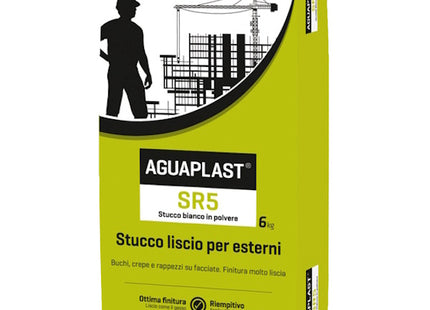 AGUAPLAST SR5 STUCCO IN POLVERE LISCIO BIANCO KG 6