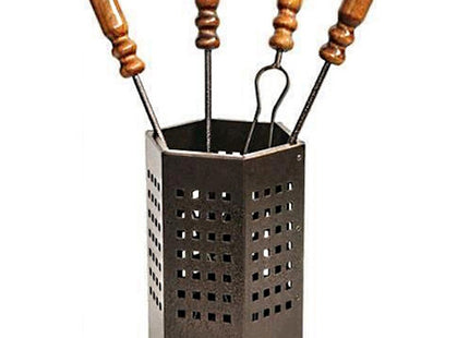 ATTREZZINI PER CAMINETTO SET DA PZ4 SUPPORTO ROMBOIDALE H.CM 50