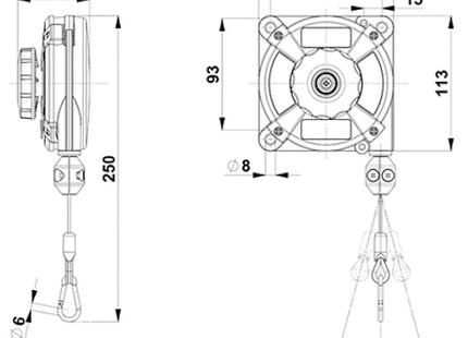 ZECA BILANCIATORE KG. 2,0- 3 CON FUNE INOX CORSA MM1600