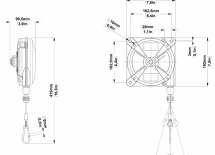 ZECA BILANCIATORE KG. 2,0- 4 CON FUNE INOX CORSA MM2500 CON ANTICADUTA