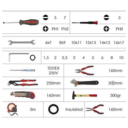 KRINO ASSORTIMENTO DI UTENSILI MANUALI IN ASTUCCIO DA PZ30