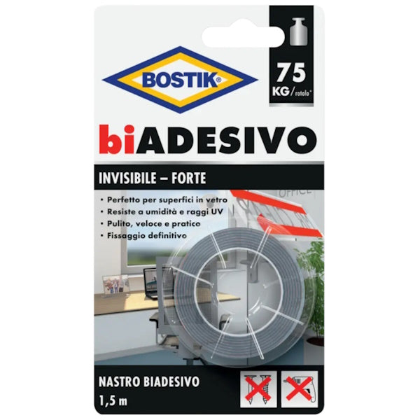 UHU BOSTIK NASTRO BIADESIVO INVISIBILE-FORTE MM19X1,50MT TRASPARENTE