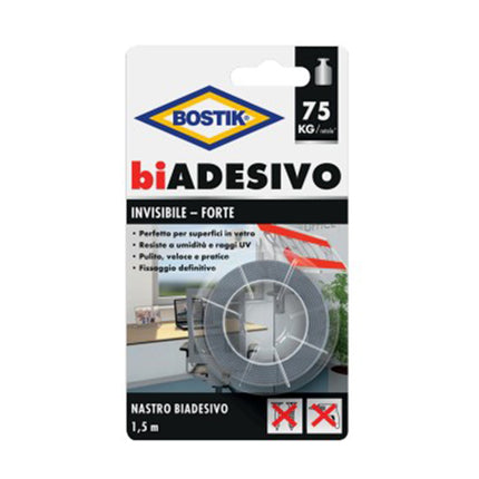 UHU BOSTIK NASTRO BIADESIVO INVISIBILE-FORTE MM19X1,50MT TRASPARENTE