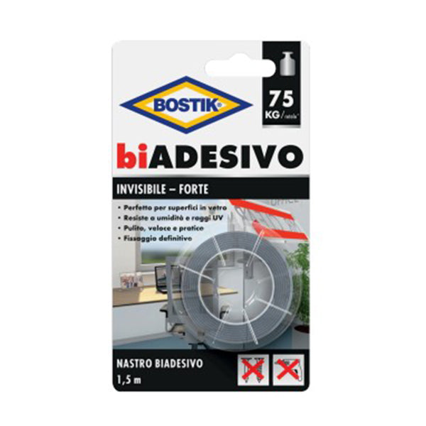 UHU BOSTIK NASTRO BIADESIVO INVISIBILE-FORTE MM19X1,50MT TRASPARENTE