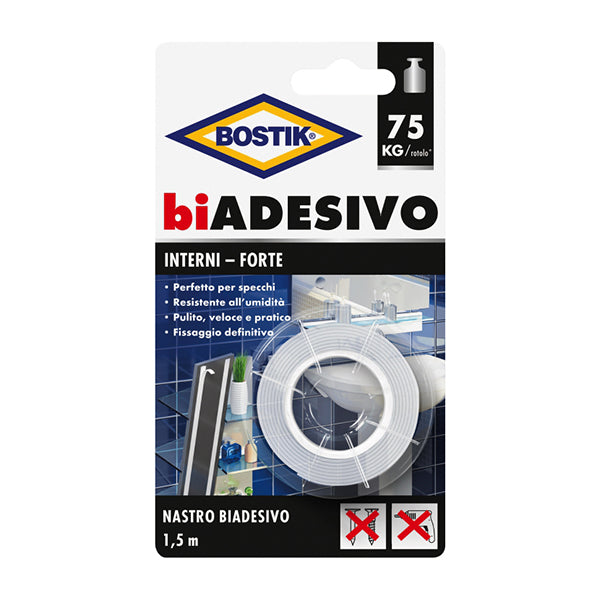 UHU BOSTIK NASTRO BIADESIVO INTERNI-FORTE MM19X1,50MT BIANCO