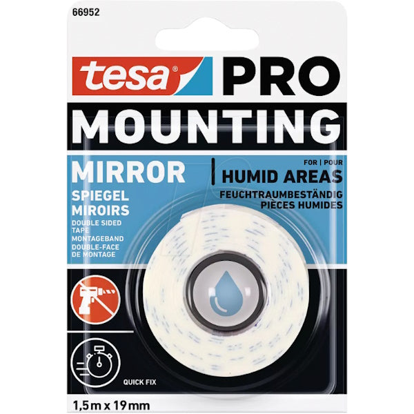 TESA NASTRO BIADESIVO PER FISSAGGIO SPECCHI MM19X1,50MT BIANCO