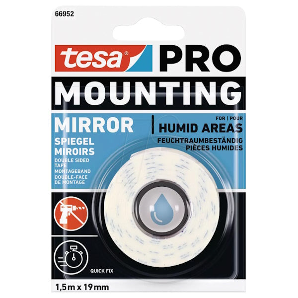 TESA NASTRO BIADESIVO PER FISSAGGIO SPECCHI MM19X1,50MT BIANCO