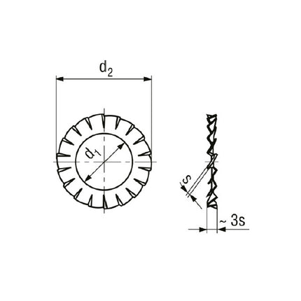 RONDELLE DENTELLATE ESTERNE UNI 8842 A DIN 6798 A GREZZE