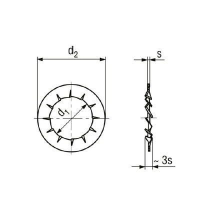 RONDELLE DENTELLATE INTERNE UNI 8842 J DIN 6798 J GREZZE