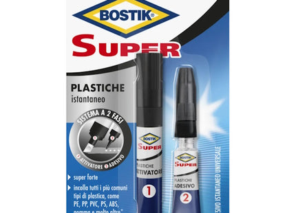 UHU BOSTIK SUPER PLASTICHE ATTIVATORE + ADESIVO BLISTER ML3+GR2