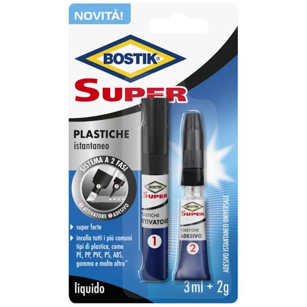 UHU BOSTIK SUPER PLASTICHE ATTIVATORE + ADESIVO BLISTER ML3+GR2