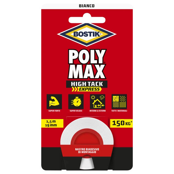 UHU BOSTIK POLYMAX NASTRO BIADESIVO HTE MM19X1,5MT BIANCO