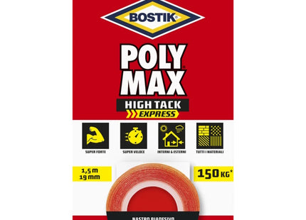 UHU BOSTIK POLY MAX NASTRO BIADESIVO HTE MM19X1,5MT TRASPARENTE