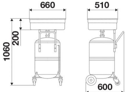 RAASM VASCA DI LAVAGGIO UNIVERSALE CARRELLATA CON SERBATOIO DA LT65