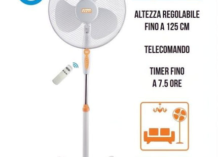VINCO VENTILATORE A PIANTANA CON TELECOMANDO CM40 ALTEZZA CM125 BIANCO