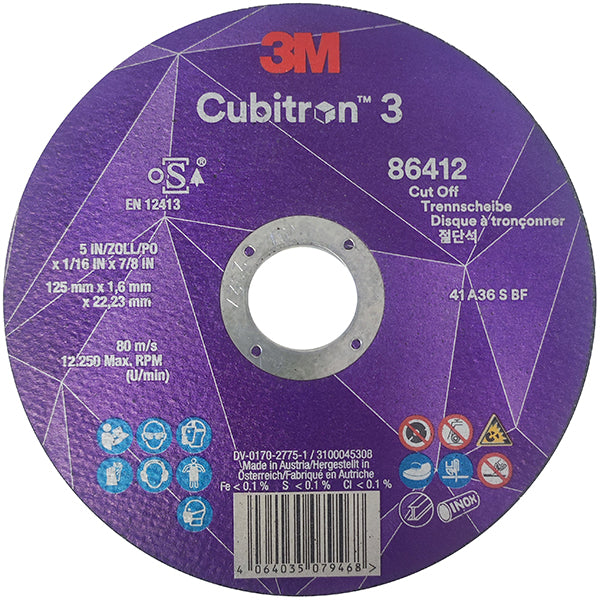 3M CUBITRON III DISCO DA TAGLIO T41 D.MM125X1,6X22 ART.86412