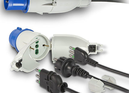 FME ADATTATORE SPINA CEE 2P+T 1 PRESA SCHUKO BIPASSO 10/16A CON GUSCIO