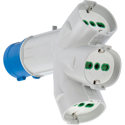 FME ADATTATORE TRIPLO SPINA CEE 2P+T 16A 3 PRESA SCHUKO BIPASSO