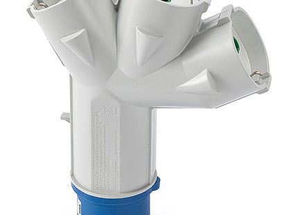 FME ADATTATORE TRIPLO SPINA CEE 2P+T 16A 3 PRESA SCHUKO BIPASSO