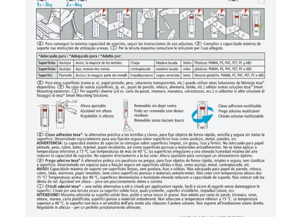 TESA CHIODI ADESIVI REGOLABILI PER PIASTRELLE PORTATA KG3 COLORE BIANCO